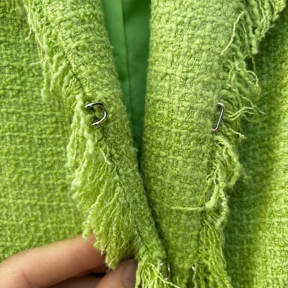Sag Harbor Lined Blazer Jacket Bright Green Fringe Acrylic Women’s Size 12 - Picture 7 of 13